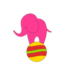 Baby Circus Elephant Balancing on Ball