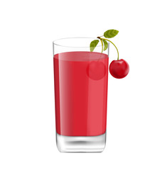 Juice in Glass with Two Cherries