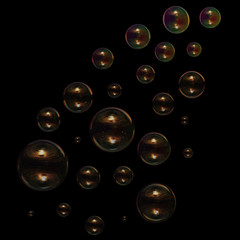 Soap bubbles on a dark background