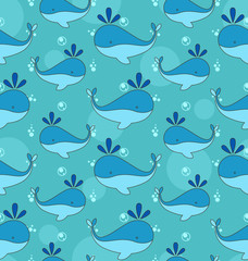  Seamless Texture with Cartoon Whales