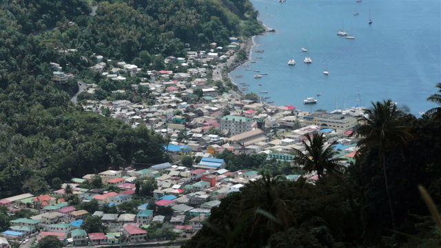 Soufriere St Lucia coastal village town bay HD 1618