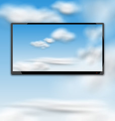 Cloudscape with Black Tablet PC Computer