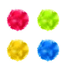 Set abstract watercolor splash, colorful paint circles 
