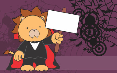 cute lion kawaii cartoon dracula costume copyspace in vector format 