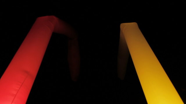 Yellow and red dancing skytubes.