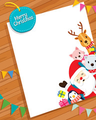 Christmas Card With Santa Claus And Animals, Merry Christmas, Xmas, Happy New Year, Objects, Animals, Festive, Celebrations