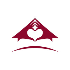 Obraz premium Home Care with Love heart Logo Icon