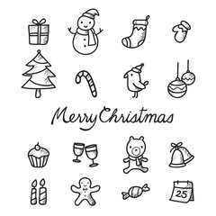 Christmas Outline Icons Set, Monochrome, Merry Christmas, Xmas, Happy New Year, Objects, Animals, Festive, Celebrations