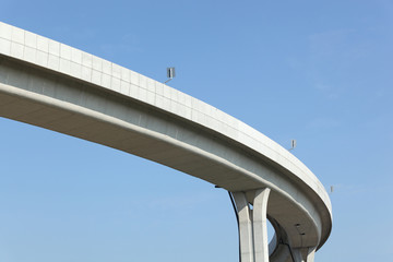Under bridge expressway with blue sky and white cloud