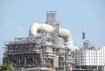 oil refinery industry in metallic color style use as metal style of heavy industry background