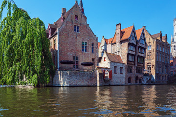 Naklejka premium Old Houses along Rosenhoedkaai, Bruges.