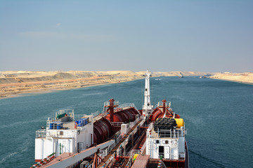 chemical tanker passes through the Suez Canal. Egypt - 93962587