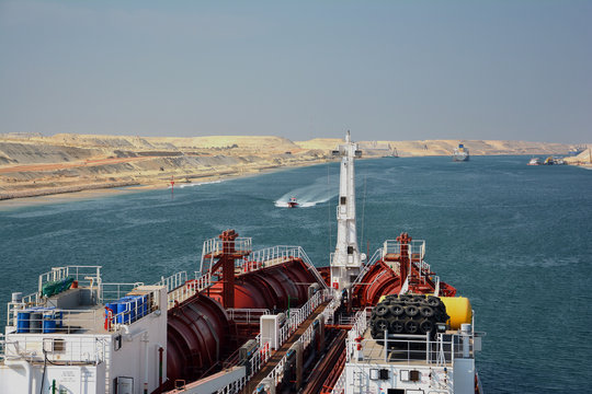 chemical tanker passes through the Suez Canal. Egypt