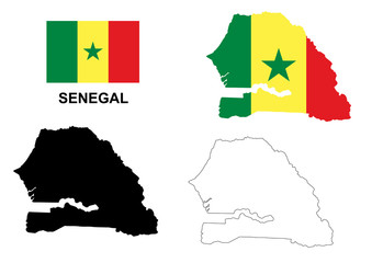 Senegal map vector, Senegal flag vector, isolated Senegal