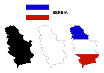 Serbia map vector, Serbia flag vector, isolated Serbia