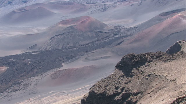 Haleakala volcano crater close slow pan left M HD