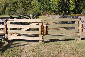 Locked wooden farm gates