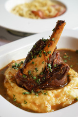 Braised lamb shank on the mashed potato