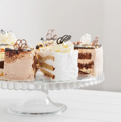 cake on white wooden background