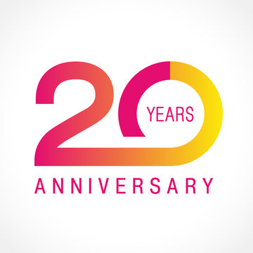 20 anniversary classic logo. The plain ordinary logotype of 20th birthday.