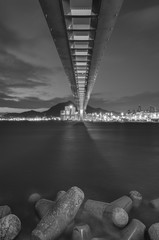 Fototapeta premium Cutterstone bridge and container port in Hong Kong