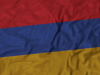Closeup of ruffled Armenia flag
