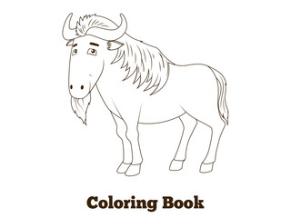 Coloring book wildebeest african savannah animal 