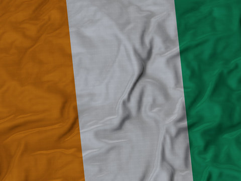 Closeup of ruffled Cote dIvoire flag