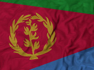 Closeup of ruffled Eritrea flag