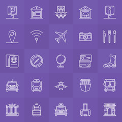 Travel linear icons set