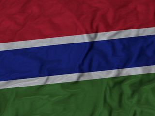 Closeup of ruffled Gambia flag
