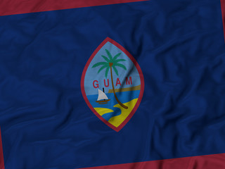 Closeup of ruffled Guam flag