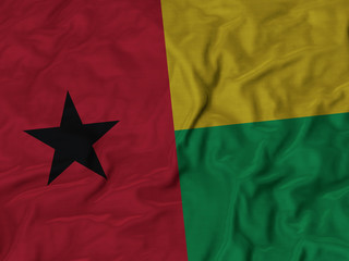 Closeup of ruffled Guinea-Bissau flag