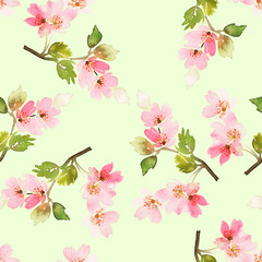Seamless spring pattern. Watercolor painting. Well suited for th