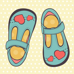 Illustration of beautiful baby girl shoes