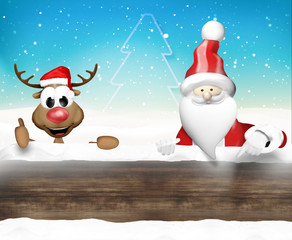 Christmas Santa Claus and Happy Reindeer