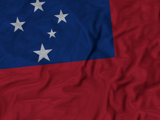 Closeup of ruffled Samoa flag
