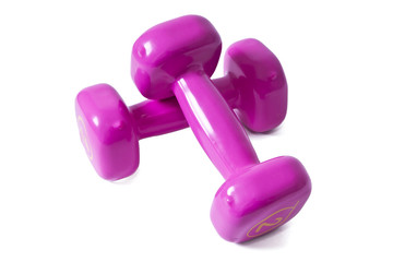 pink dumbbells isolated