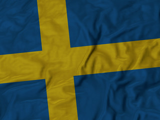 Closeup of ruffled Sweden flag