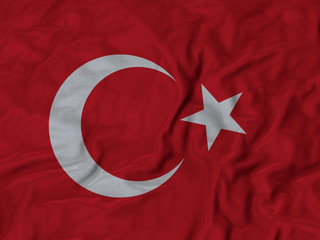 Closeup of ruffled Turkey flag