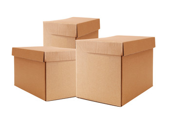 Cardboard boxes isolated on white background
