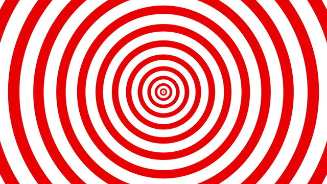 4k Red and White Seamless Looping hypnosis spiral Background.