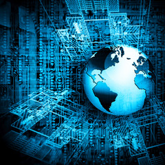 Best Internet Concept of global business. Globe, glowing lines