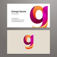 Modern letter g Business card template
