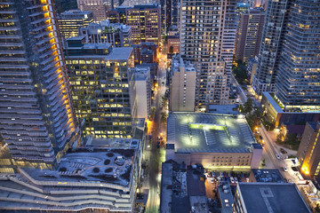 View from above of Downtown Toronto at night 