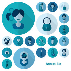 Womans Day Icon Set