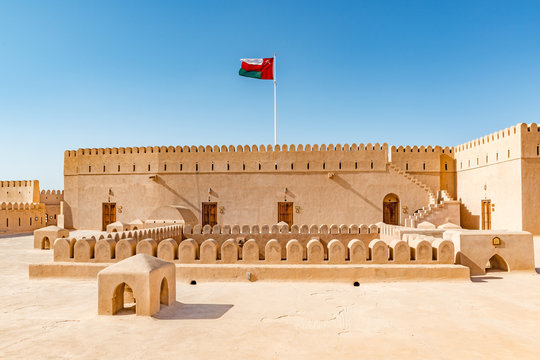 Al Hazm Fort in Rustaq, Oman. It is located about 175 km to the southwest of Muscat, the capital of Oman.