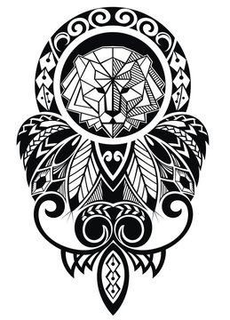 Tattoo design with lion
