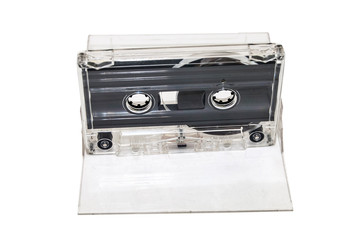 Old  sound cassette music on white background