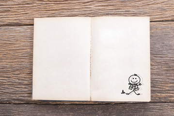 Blank page with grunge wood background